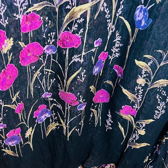 Lola P Flowy Black & Floral 2 layer‎ Sleeveless Dress Size 2X - Picture 3 of 14